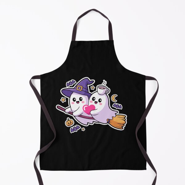 Item preview, Ghost Couple Broomstick Ride - Kawaii Witch Spooky Cute Art designed and sold by Spotty-Shanmukh.