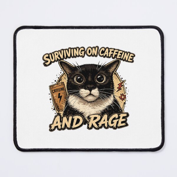 Item preview, Surviving on Caffeine and Rage” Cute Cat Meme designed and sold by McPurrface.