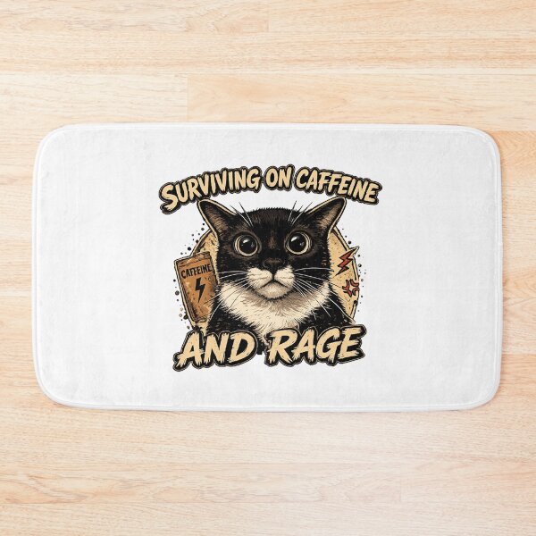 Item preview, Surviving on Caffeine and Rage” Cute Cat Meme designed and sold by McPurrface.
