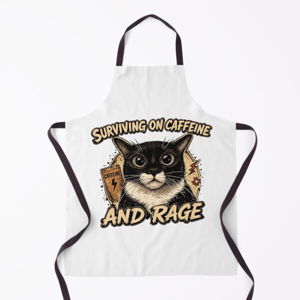 Item preview, Surviving on Caffeine and Rage” Cute Cat Meme designed and sold by McPurrface.