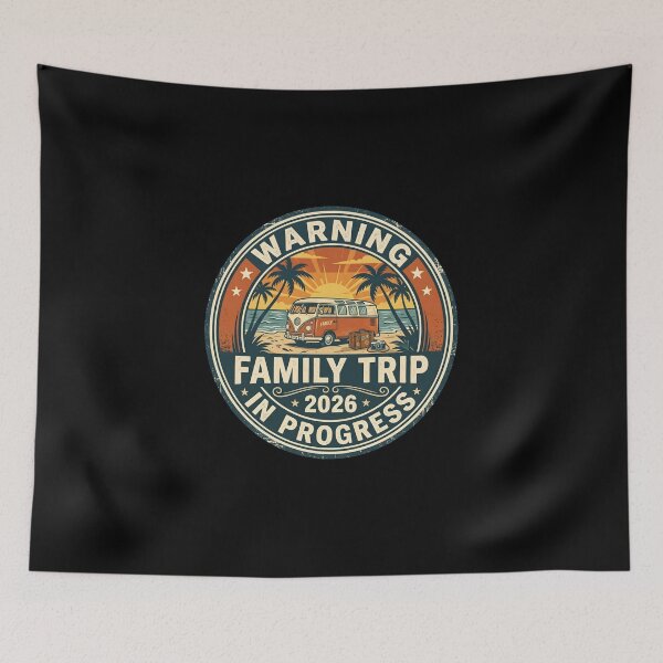 Item preview, Warning Family Trip 2026 In Progress Vintage Summer Vacation designed and sold by dudelinart.