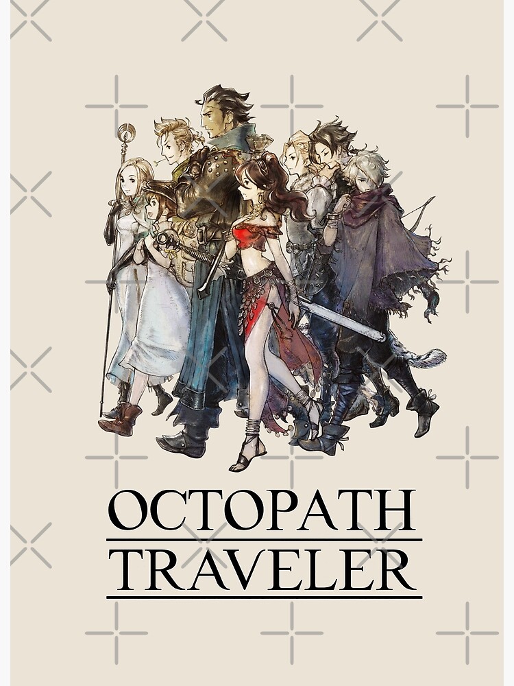 Discover Octopath Traveler® - Travelers Logo (Black) Premium Matte Vertical Poster