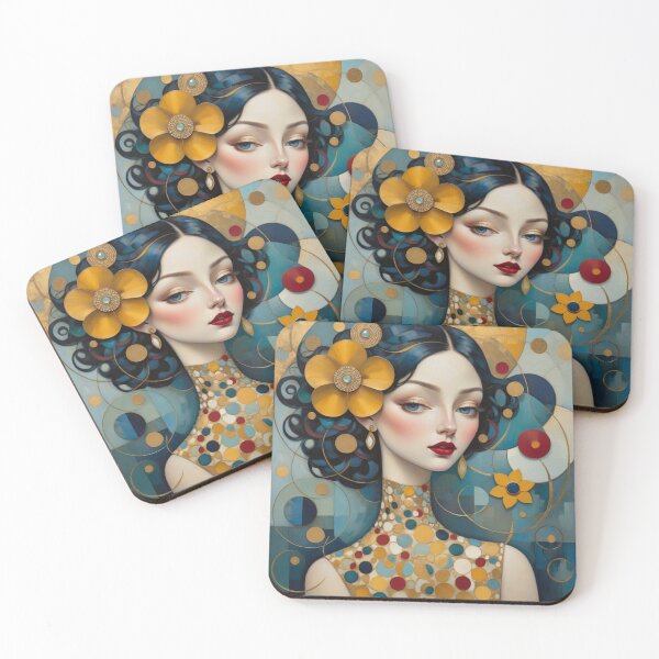 Item preview, Retrato de mujer floral Art Nouveau designed and sold by Beyond The Canvas.