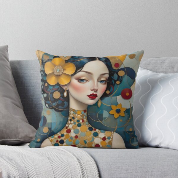 Item preview, Art Nouveau Floral Woman Portrait designed and sold by Beyond The Canvas.