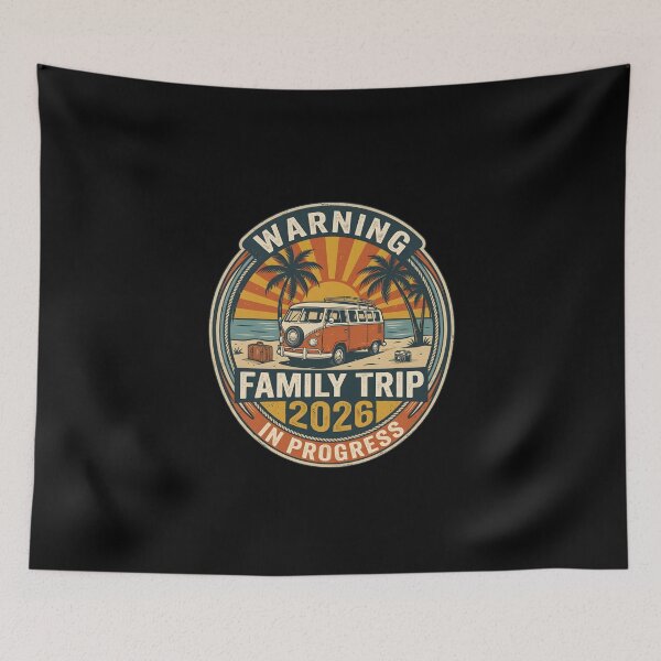 Item preview, Warning Family Trip 2026 In Progress Vintage Summer Vacation designed and sold by dudelinart.