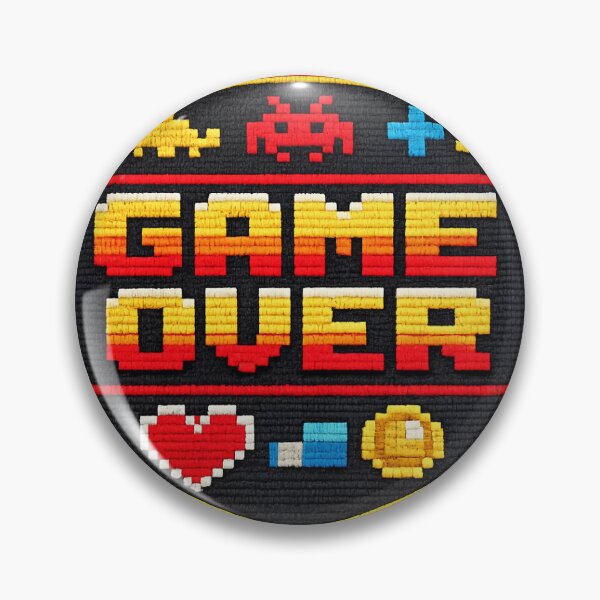 Item preview, Retro Game Over Patch - Embroidered Pixel Art Gaming Shield designed and sold by myforestfog.