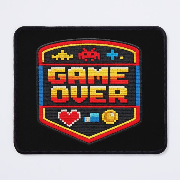 Item preview, Retro Game Over Patch - Embroidered Pixel Art Gaming Shield designed and sold by myforestfog.