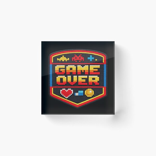 Item preview, Retro Game Over Patch - Embroidered Pixel Art Gaming Shield designed and sold by myforestfog.