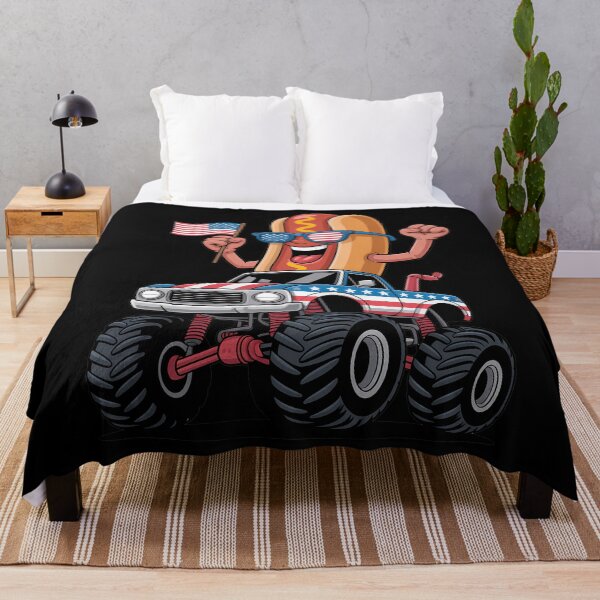 Item preview, 4th Of July Monster Truck Hot Dog American Flag designed and sold by benonarts.