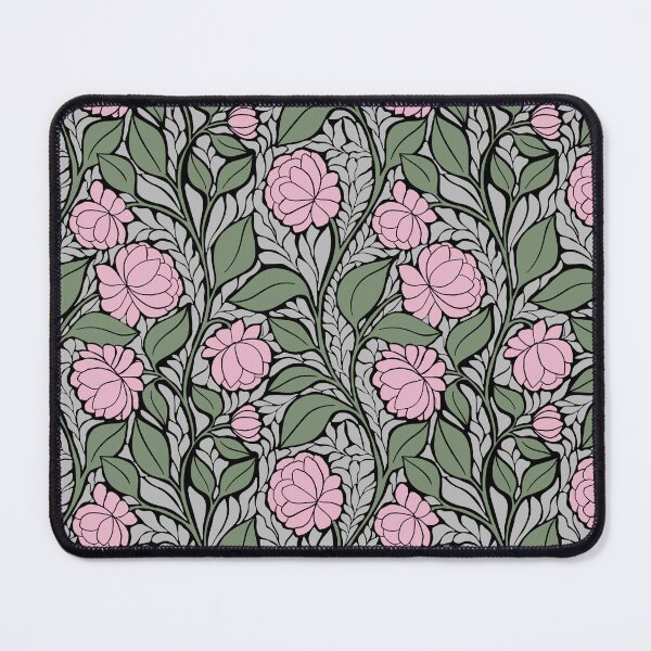 Item preview, Large Soft Pink Peony Art Nouveau Sage Green Botanical Pattern designed and sold by DColourMuse.