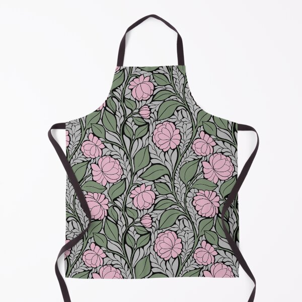Item preview, Large Soft Pink Peony Art Nouveau Sage Green Botanical Pattern designed and sold by DColourMuse.