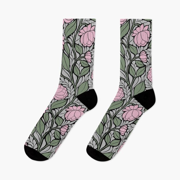 Item preview, Large Soft Pink Peony Art Nouveau Sage Green Botanical Pattern designed and sold by DColourMuse.