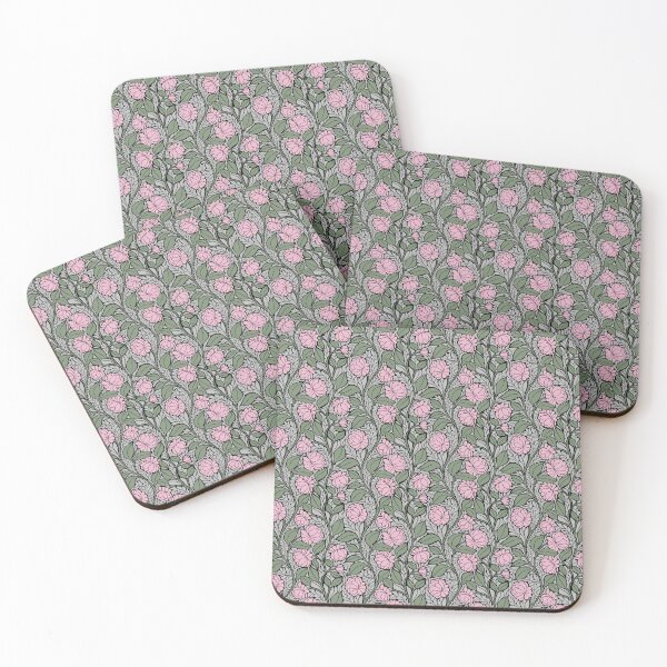 Item preview, Medium Soft Pink Peony Art Nouveau Sage Green Botanical Pattern designed and sold by DColourMuse.