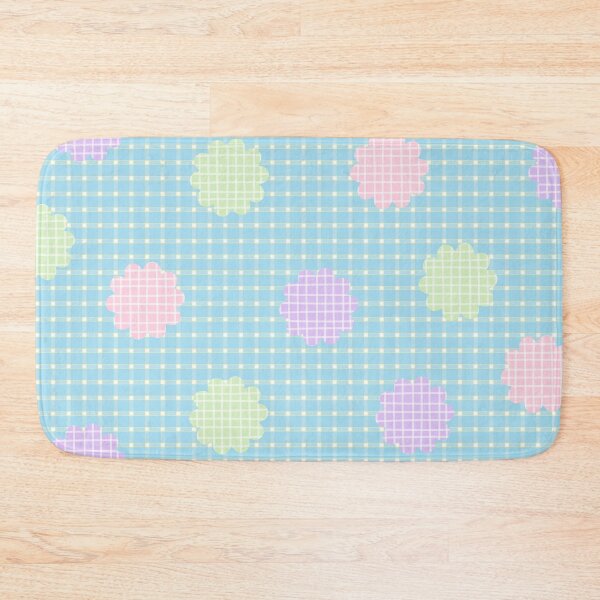 Item preview, Flower Pattern on Blue Checked Background designed and sold by kindacute-shop.