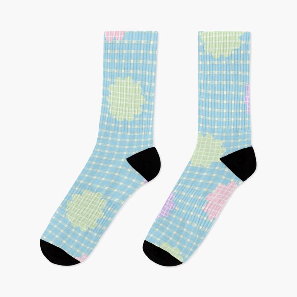 Item preview, Flower Pattern on Blue Checked Background designed and sold by kindacute-shop.