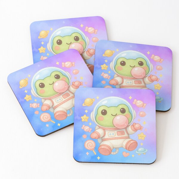 Item preview, Cute Frog Astronaut Blowing Bubble Gum – Kawaii Pastel Space Galaxy Art designed and sold by p-frosty-design.