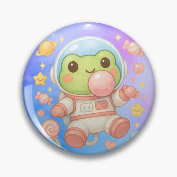 Item preview, Cute Frog Astronaut Blowing Bubble Gum – Kawaii Pastel Space Galaxy Art designed and sold by p-frosty-design.