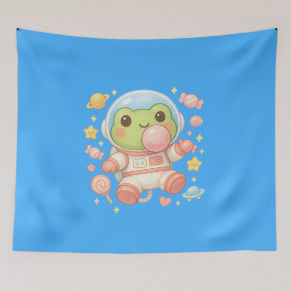 Item preview, Cute Frog Astronaut Blowing Bubble Gum – Kawaii Pastel Space Galaxy Art designed and sold by p-frosty-design.