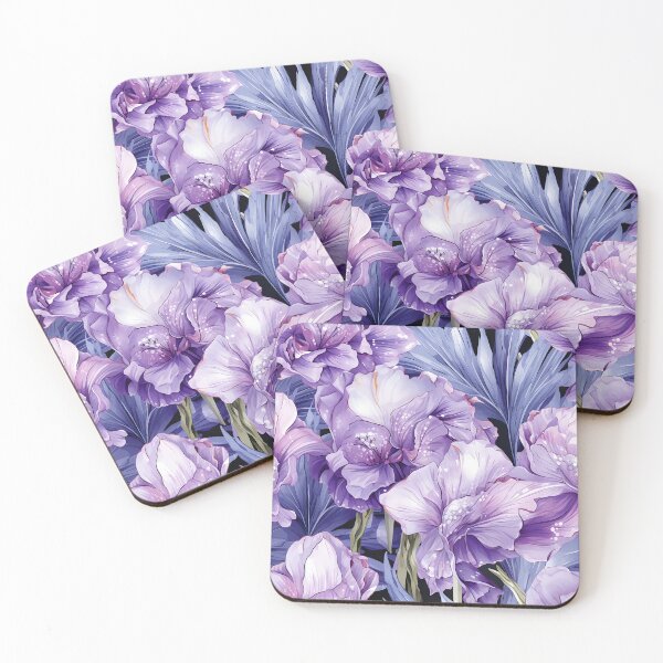 Item preview, Purple and white iris flower seamless pattern designed and sold by Leylita Design.