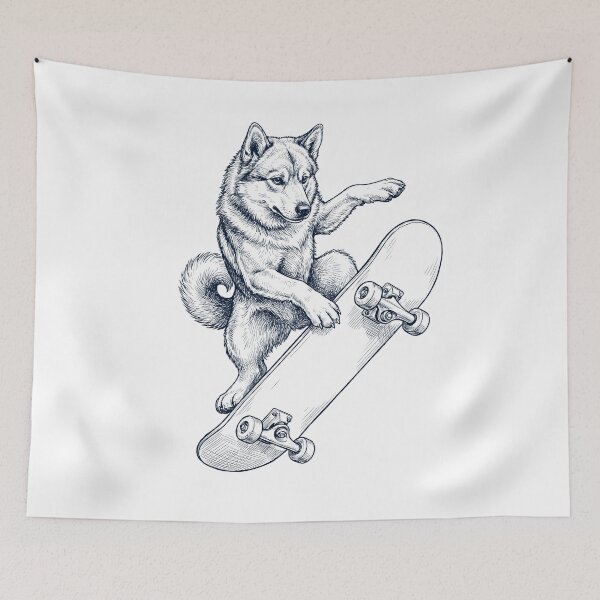 Item preview, Vintage Norwegian Buhund Skateboarding Skate Dog Dad Lover designed and sold by DoodleTortle.
