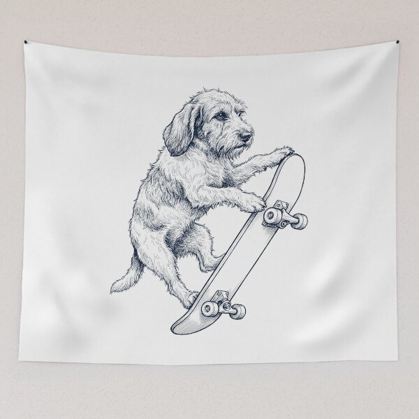 Item preview, Vintage Petit Basset Griffon Vendeen Skateboarding Skate Dog Dad Lover designed and sold by DoodleTortle.
