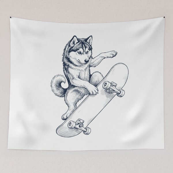 Item preview, Vintage Pomsky Skateboarding Skate Dog Dad Lover designed and sold by DoodleTortle.