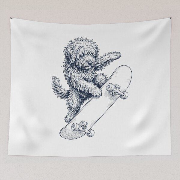 Artikelvorschau, Vintage Puli Skateboarding Skate Dog Dad Lover entworfen und verkauft von DoodleTortle.