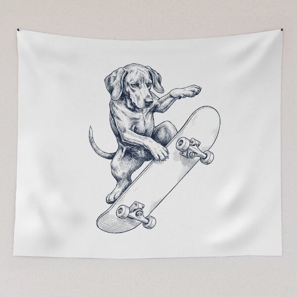 Item preview, Vintage Redbone Coonhound Skateboarding Skate Dog Dad Lover designed and sold by DoodleTortle.