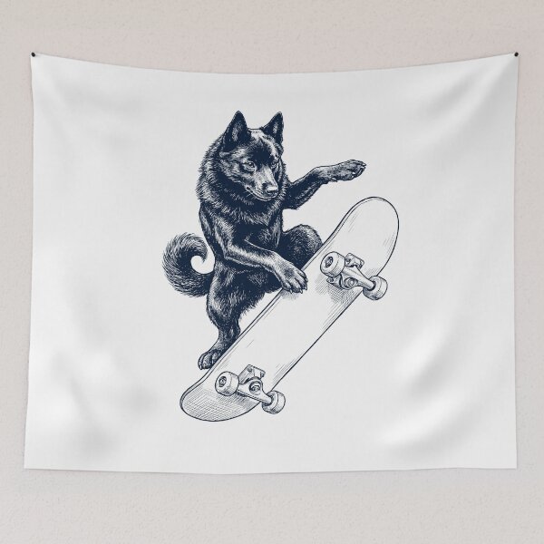 Item preview, Vintage Schipperke Skateboarding Skate Dog Dad Lover designed and sold by DoodleTortle.