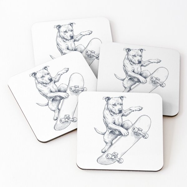Item preview, Vintage Staffordshire Bull Terrier Skateboarding Skate Dog Dad Lover designed and sold by DoodleTortle.
