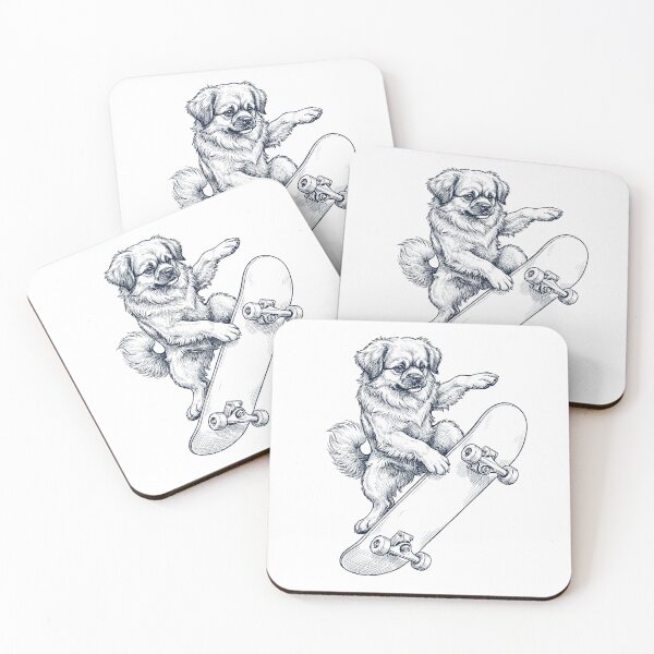 Item preview, Vintage Tibetan Spaniel Skateboarding Skate Dog Dad Lover designed and sold by DoodleTortle.