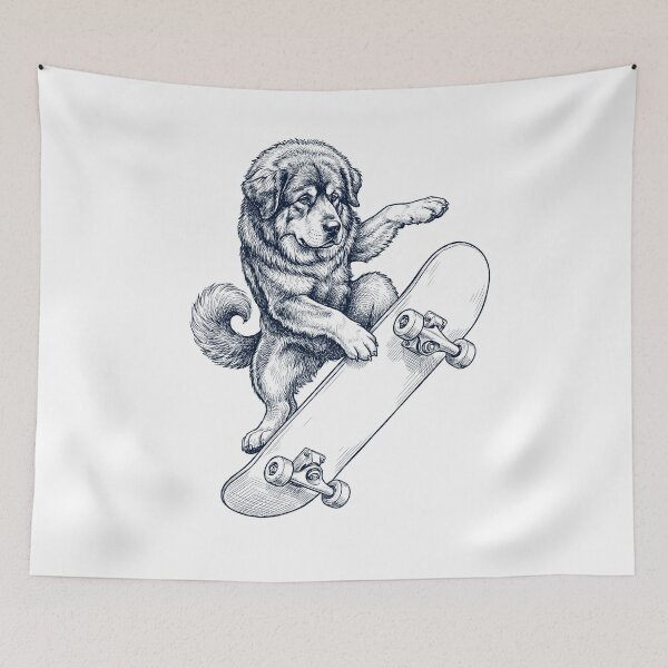 Item preview, Vintage Tibetan Mastiff Skateboarding Skate Dog Dad Lover designed and sold by DoodleTortle.
