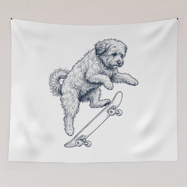 Item preview, Vintage Tibetan Terrier Skateboarding Skate Dog Dad Lover designed and sold by DoodleTortle.