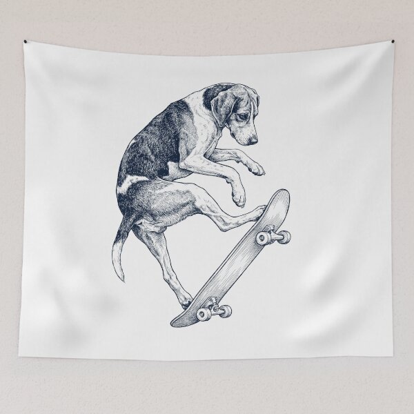 Item preview, Vintage Treeing Walker Coonhound Skateboarding Skate Dog Dad Lover designed and sold by DoodleTortle.
