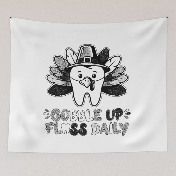 Item preview, Funny Retro Thanksgiving Turkey Tooth Gobble Up Floss Daily designed and sold by graphixpolash.