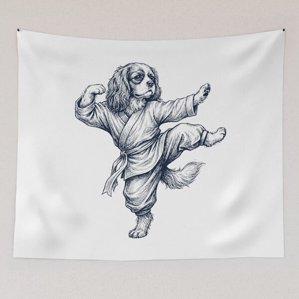 Item preview, Vintage Cavalier King Charles Spaniel Doing Kung Fu Martial Art Dog Lover designed and sold by TerryConnells.