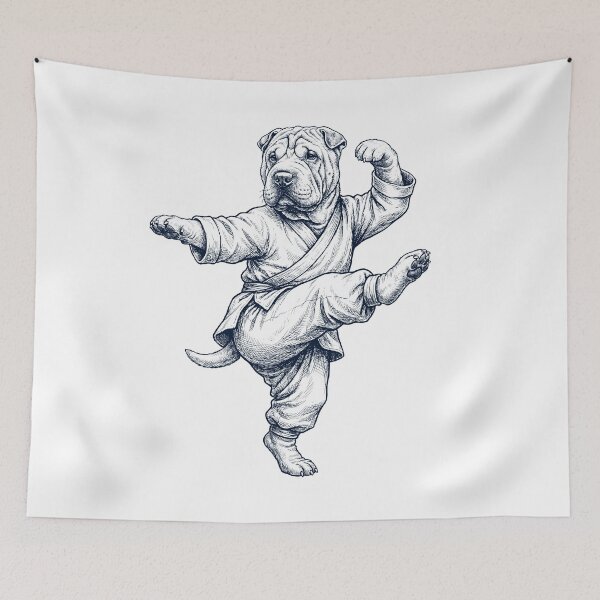 Item preview, Vintage Chinese Shar Pei Doing Kung Fu Martial Art Dog Lover designed and sold by TerryConnells.