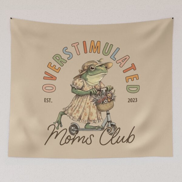 Item preview, Overstimulated Moms Club Vintage Frog Cottagecore Funny Mom Classic T-Shirt designed and sold by BeatriceJFling.