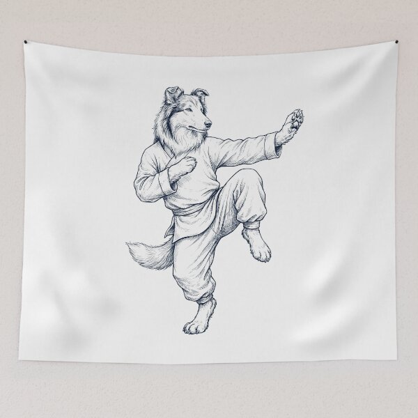 Item preview, Vintage Collie Doing Kung Fu Martial Art Dog Lover designed and sold by TerryConnells.