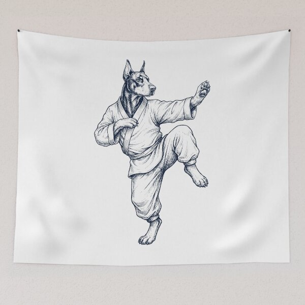 Item preview, Vintage Doberman Pinscher Doing Kung Fu Martial Art Dog Lover designed and sold by TerryConnells.