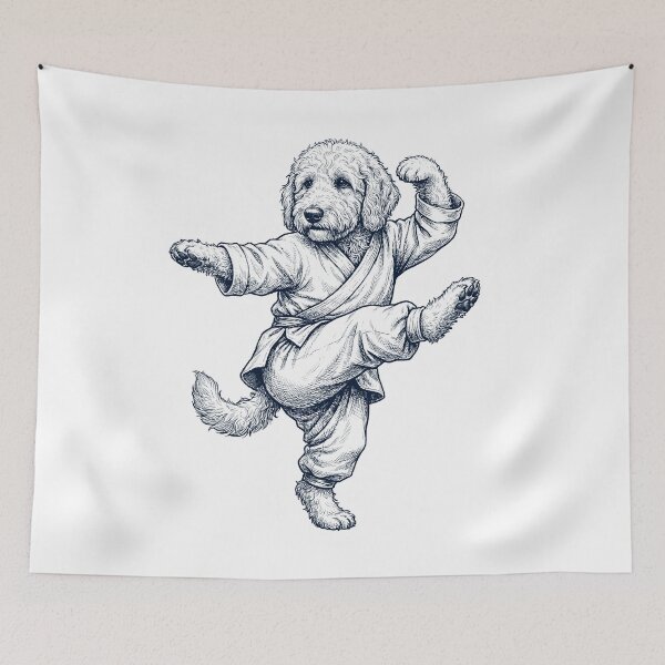 Item preview, Vintage Goldendoodle Doing Kung Fu Martial Art Dog Lover designed and sold by TerryConnells.