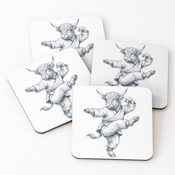 Item preview, Vintage Highland Cow Doing Kung Fu Martial Art Animal Lover designed and sold by TerryConnells.