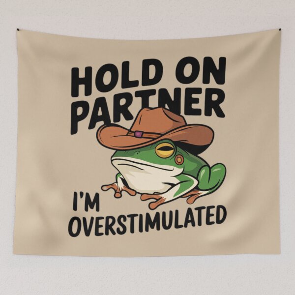 Item preview, Hold On Partner I'm Overstimulated Funny Western Frog Meme Classic T-Shirt designed and sold by BeatriceJFling.