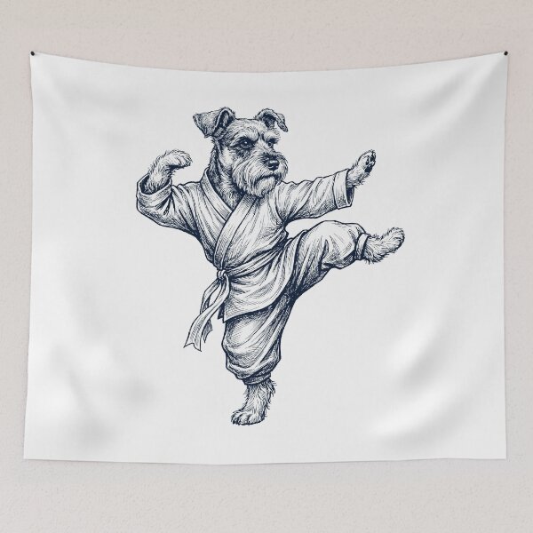 Item preview, Vintage Miniature Schnauzer Doing Kung Fu Martial Art Dog Lover designed and sold by TerryConnells.