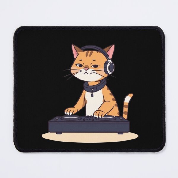Item preview, Cute DJ Cat Orange Tabby Mixing Vinyl Records Art designed and sold by artlife4.