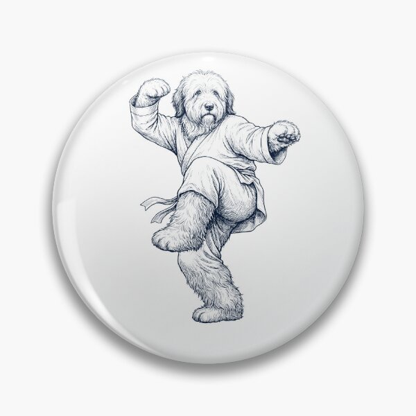 Item preview, Vintage Old English Sheepdog Doing Kung Fu Martial Art Dog Lover designed and sold by TerryConnells.