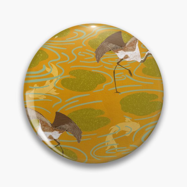 Item preview, Japanese Crane Lily Pond Pattern with Koi Fish and Water Ripples designed and sold by NadiTrends.