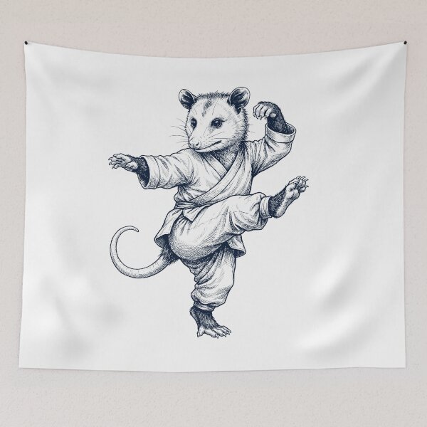 Item preview, Vintage Opossum Doing Kung Fu Martial Art Animal Lover designed and sold by TerryConnells.