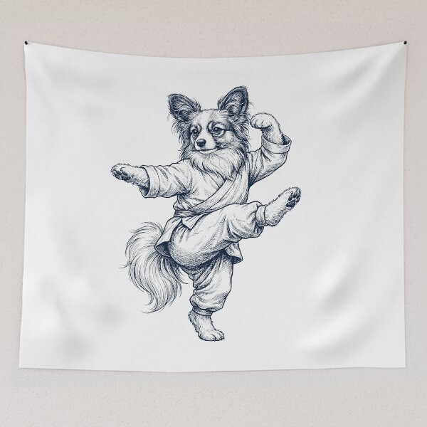 Item preview, Vintage Papillon Doing Kung Fu Martial Art Dog Lover designed and sold by TerryConnells.