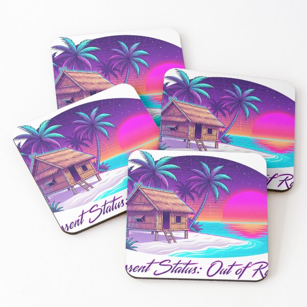 Artikelvorschau, Neon Synthwave Tropical Beach Island Outpost entworfen und verkauft von ModMotiff.